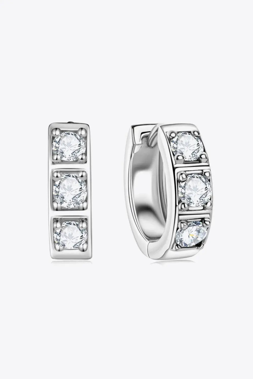 Inlaid Moissanite Huggie Earrings - Trendsi - Flyclothing LLC