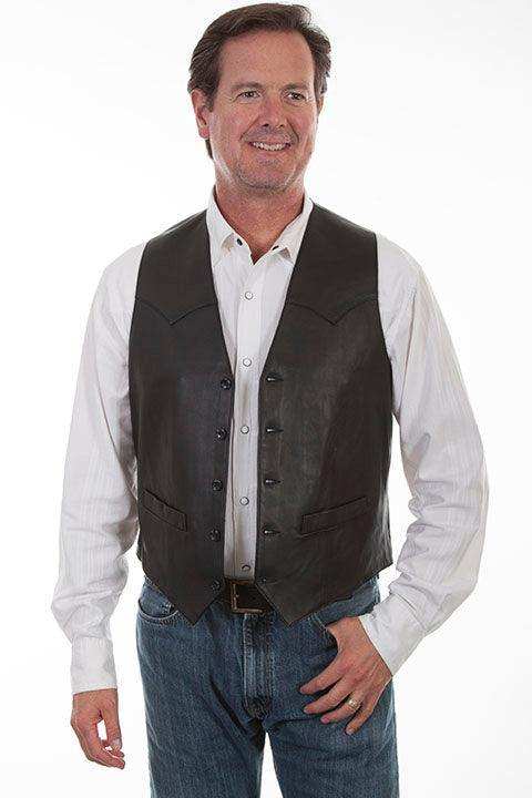 Scully BLACK LAMB WESTERN VEST/SINGLE POINT - Scully Leather - Flyclothing LLC