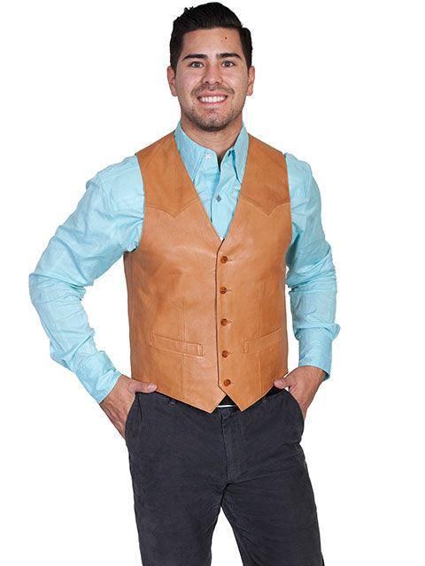 Scully RANCH TAN WESTERN VEST/SINGLE POINT - Scully Leather