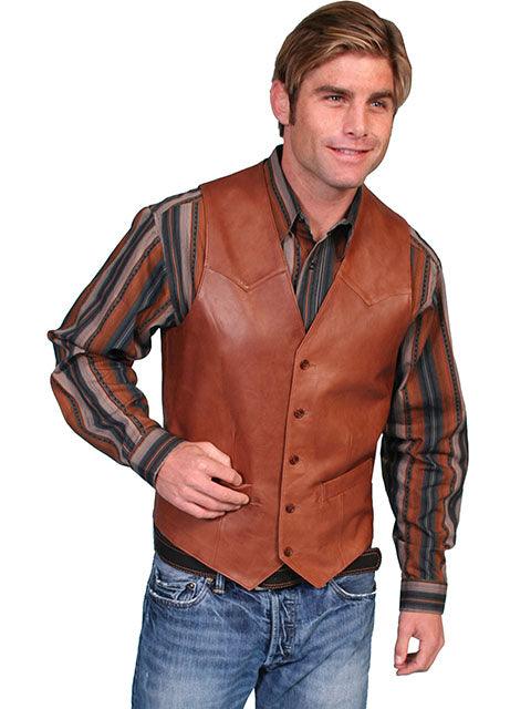 Scully ANTIQUE BROWN WESTERN VEST/SINGLE POINT - Flyclothing LLC