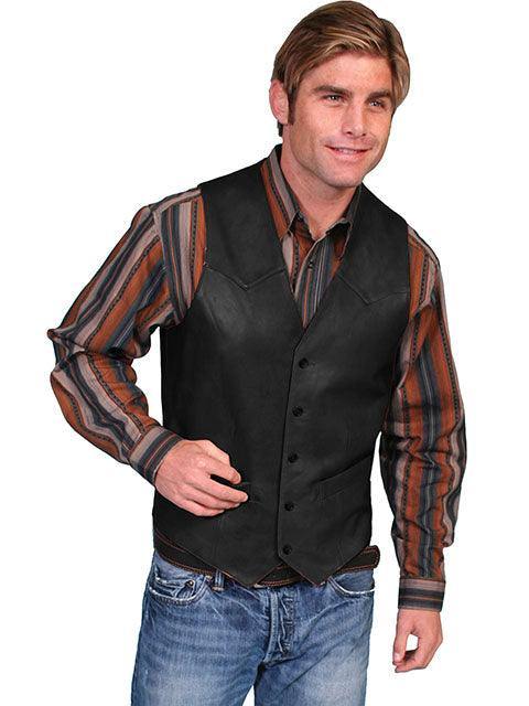 Scully BLACK WESTERN VEST/SINGLE POINT - Scully Leather