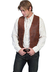 Scully Leather 100% Leather Brown Western Vest/Single Point Vest - Flyclothing LLC