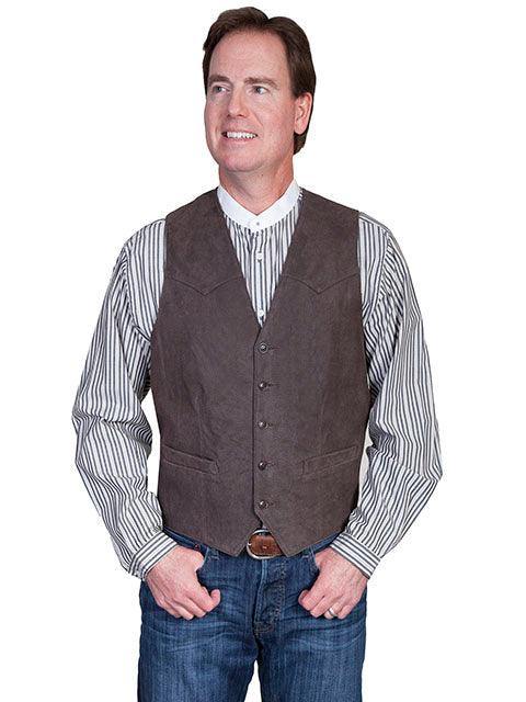 Scully Leather 100% Leather Brown Western Vest/Single Point - Scully Leather
