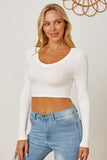 Round Neck Long Sleeve Cropped T-Shirt - Trendsi