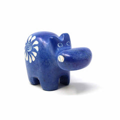 Handcrafted Blue Soapstone Hippo - Smolart - Smolart