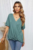 Surplice Half Sleeve T-Shirt - Trendsi - Flyclothing LLC