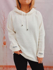Drawstring Long Sleeve  Hooded Sweater - Trendsi
