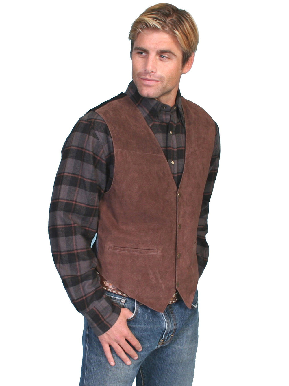 Scully EXPRESSO BOAR SUEDE SATIN BACK VEST - Scully Leather