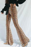 Leopard Print Flare Leg Pants - Trendsi