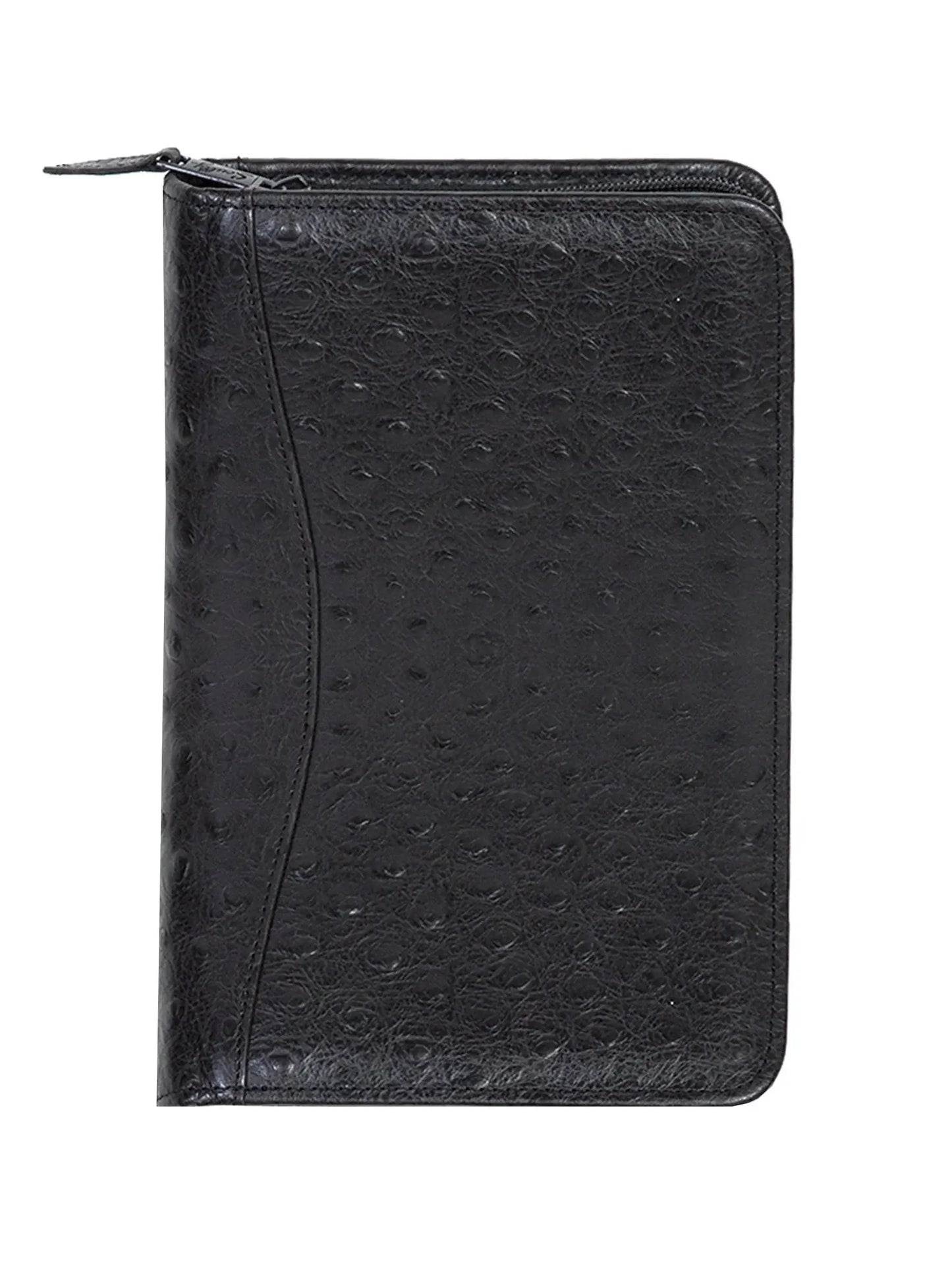 Scully Leather Black Ostrich Leather Junior Zip Padfolio - Scully Leather - Flyclothing LLC