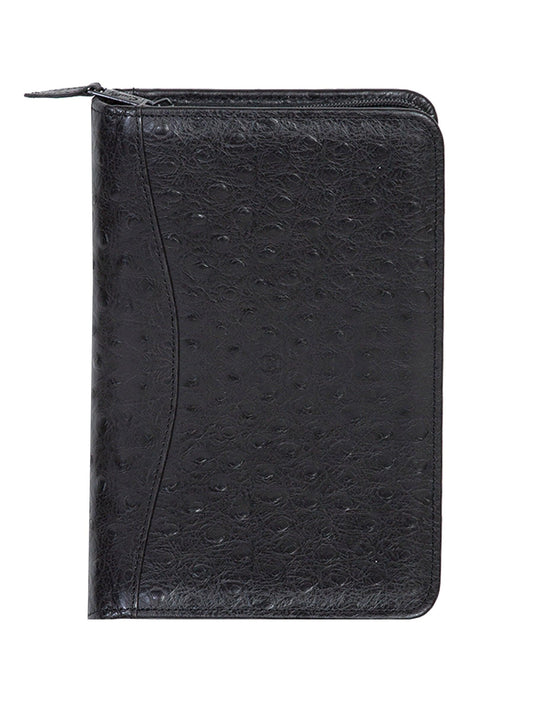 Scully Leather Black Ostrich Leather Junior Zip Padfolio - Flyclothing LLC