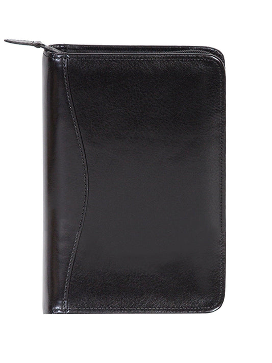 Scully Leather Black Italian Leather Junior Zip Padfolio - Scully Leather