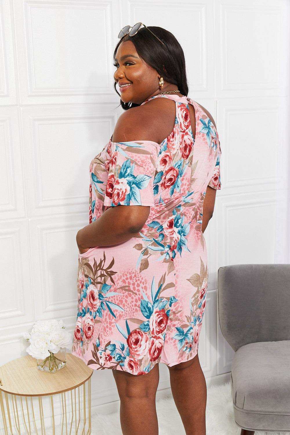 Sew In Love Full Size Fresh-Cut Flowers Cold-Shoulder Dress - Trendsi - Flyclothing LLC