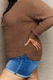 Zenana Breezy Days Plus Size High Low Waffle Knit Sweater - Trendsi - Flyclothing LLC