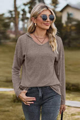 Drawstring Dropped Shoulder Hooded T-Shirt - Trendsi - Flyclothing LLC