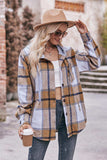 Plaid Dropped Shoulder Hooded Jacket - Trendsi - Flyclothing LLC