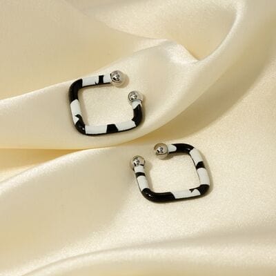 Stainless Steel Oil Drip Cuff Earrings - Trendsi