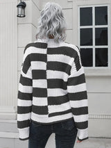 Two-Tone Dropped Shoulder Sweater - Trendsi - Flyclothing LLC