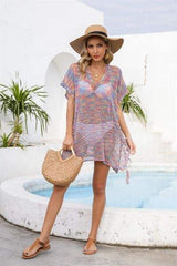 Openwork Slit V-Neck Cover Up - Trendsi - Flyclothing LLC