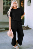Short Sleeve Top and Pants Set - Trendsi - Flyclothing LLC