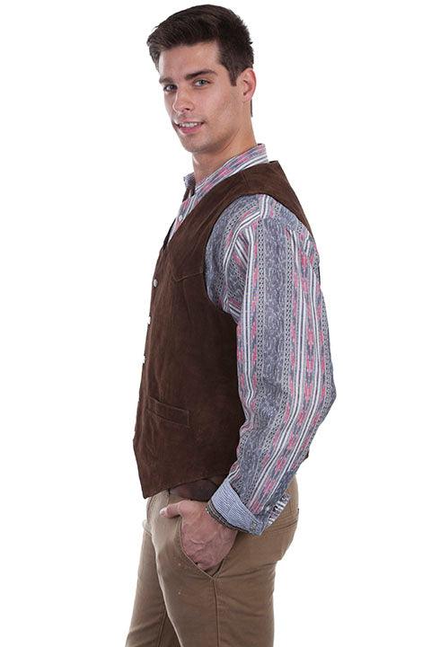 Scully BROWN CALF SUEDE SNAP FRONT VEST - Flyclothing LLC