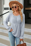 Round Neck Flounce Sleeve Blouse - Trendsi - Flyclothing LLC