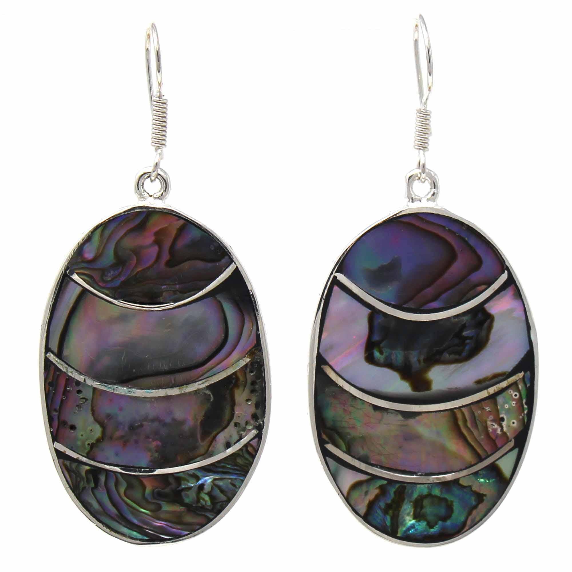Banded Abalone Oval Earrings - Artisana