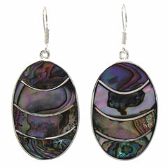 Banded Abalone Oval Earrings - Artisana