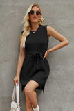 Tied Round Neck Sleeveless Sweater Dress - Trendsi - Flyclothing LLC