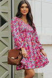 Floral Smocked V-Neck Flounce Sleeve Dress - Trendsi - Flyclothing LLC