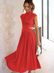 Cutout Mock Neck Sleeveless Dress - Trendsi