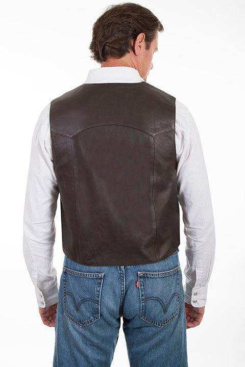 Scully BROWN SOFT TOUCH LAMB LAPEL VEST - Scully Leather - Flyclothing LLC