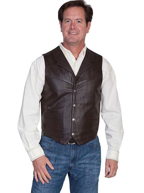 Scully BROWN SOFT TOUCH LAMB LAPEL VEST - Scully Leather