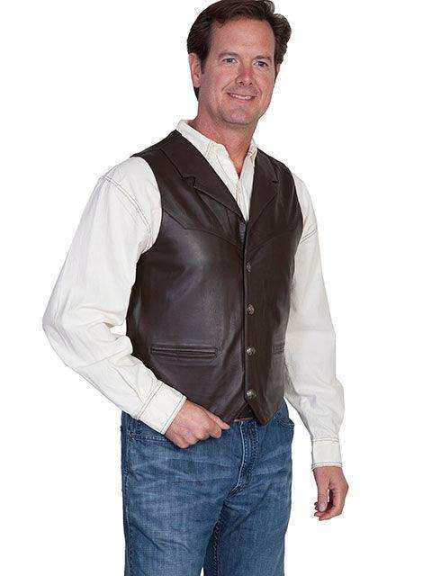 Scully BROWN SOFT TOUCH LAMB LAPEL VEST - Scully Leather - Flyclothing LLC