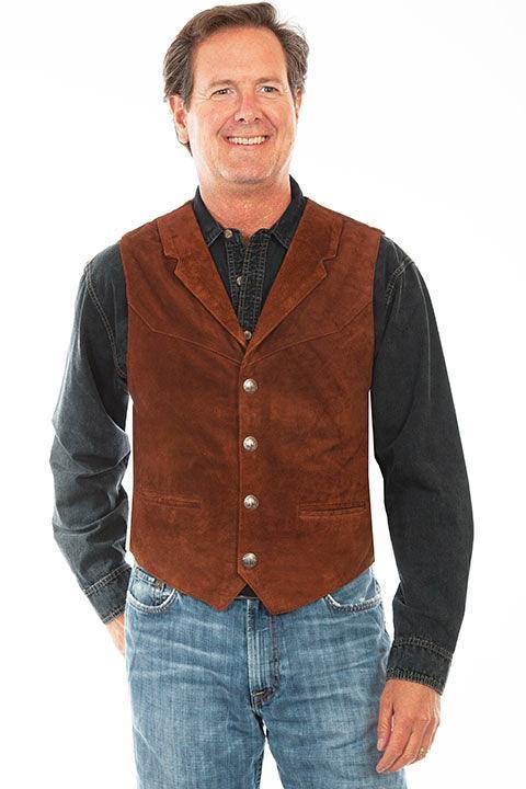 Scully CAFE BROWN LAPEL VEST - Scully Leather