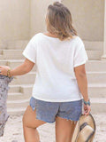 Plus Size Lace Detail V-Neck Short Sleeve Blouse - Trendsi - Flyclothing LLC