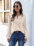 Notched Flounce Sleeve Blouse - Trendsi - Flyclothing LLC
