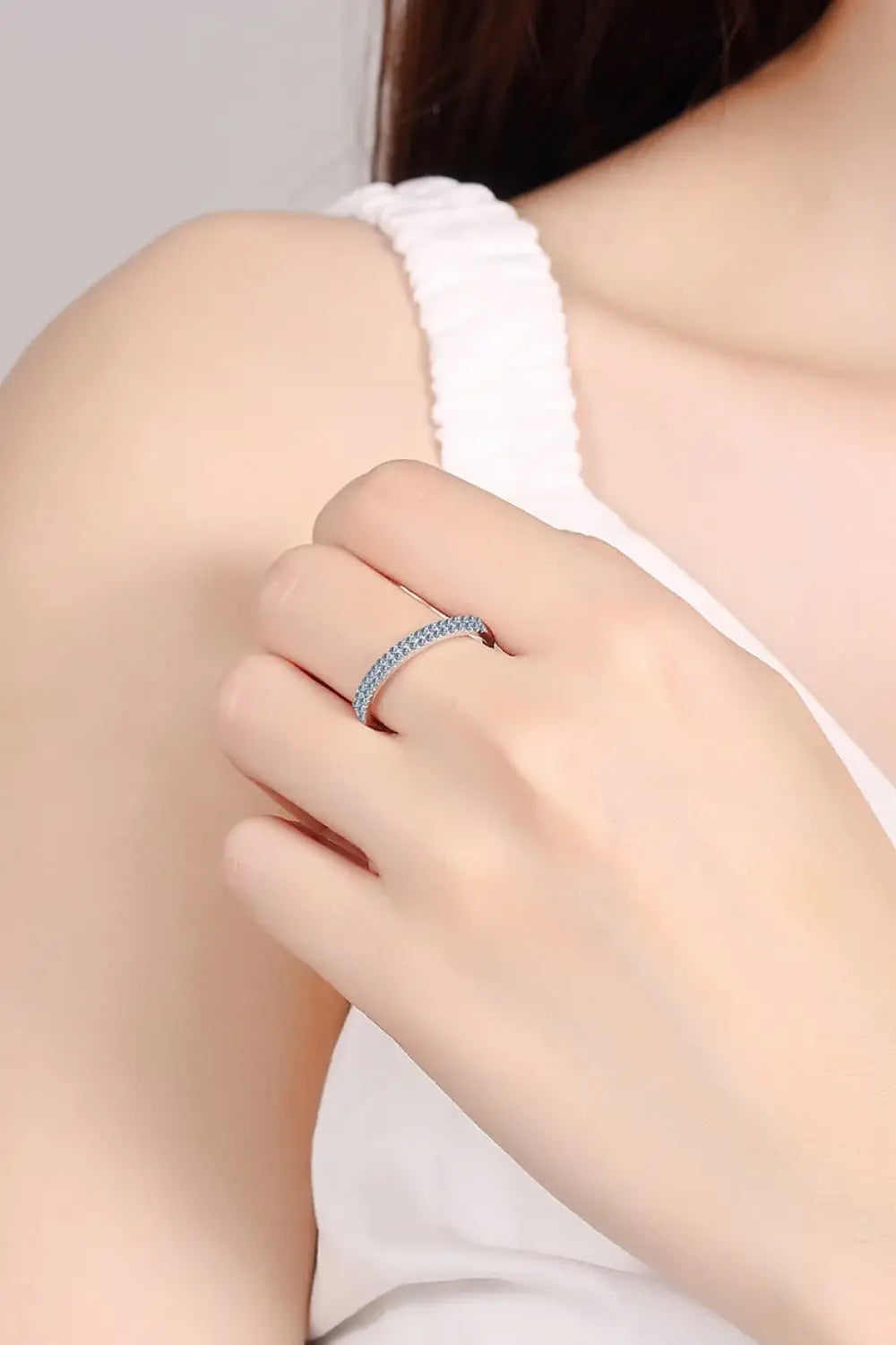 Moissanite 925 Sterling Silver Half-Eternity Ring - Trendsi - Flyclothing LLC