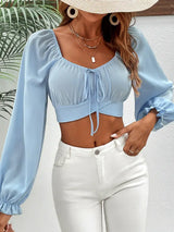 Raglan Sleeve Cropped Blouse - Trendsi - Flyclothing LLC