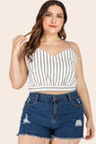 Plus Size Striped Tie-Back Cropped Cami - Trendsi