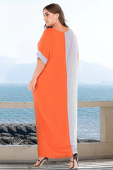 Plus Size Color Block Tee Dress with Pockets - Trendsi - Flyclothing LLC