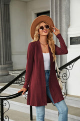 Long Sleeve Open Front Cardigan - Trendsi