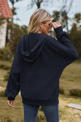 Cable-Knit Long Sleeve Hooded Jacket - Trendsi
