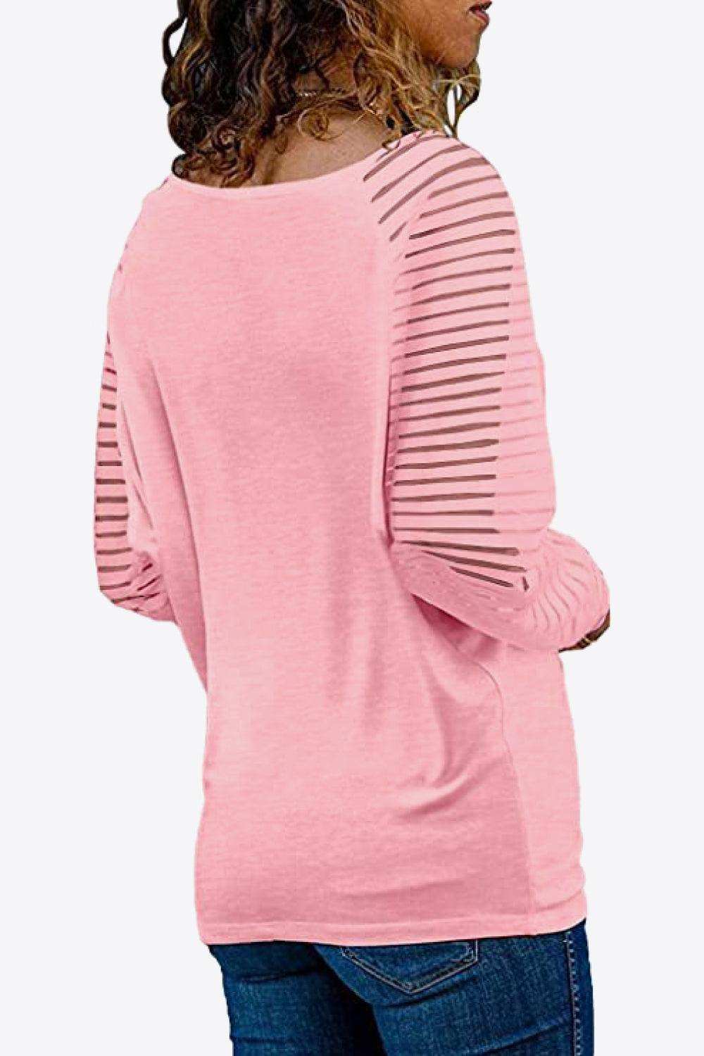 V-Neck Long Raglan Sleeve Top - Trendsi - Flyclothing LLC