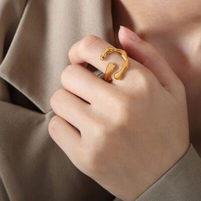 18K Gold-Plated Irregular Open Ring - Trendsi