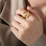 18K Gold-Plated Irregular Open Ring - Trendsi - Flyclothing LLC