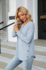Round Neck Long Sleeve T-Shirt - Trendsi - Flyclothing LLC