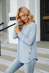 Round Neck Long Sleeve T-Shirt - Trendsi