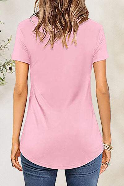 Crisscross Short Sleeve T-Shirt - Trendsi - Flyclothing LLC