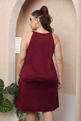Plus Size Cutout Round Neck Sleeveless Dress - Trendsi - Flyclothing LLC